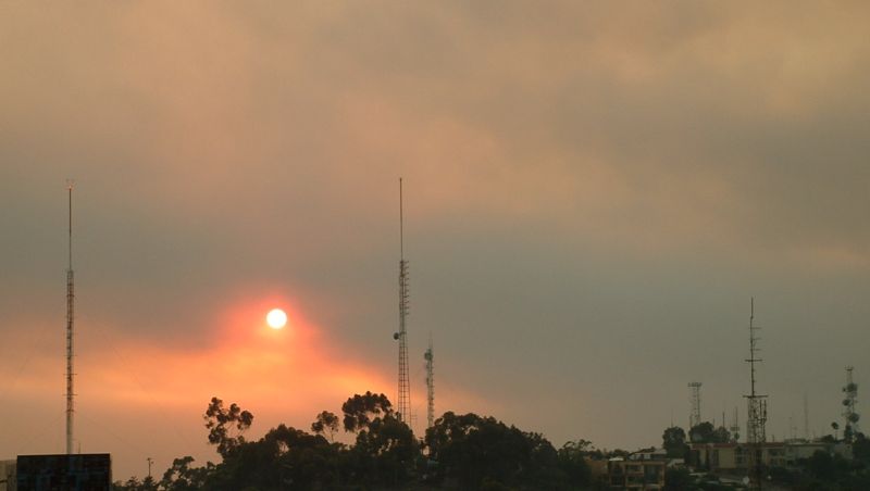 Sun through the smoke on Mt Soledad.