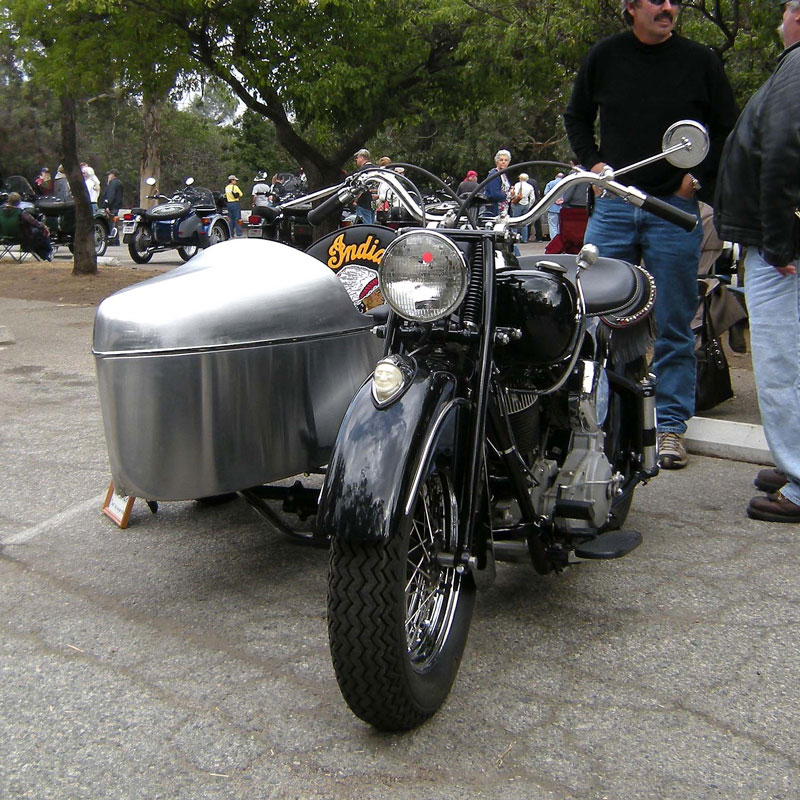Not the best angle, but its a very cool Indian MC with an aluminum sidecar
