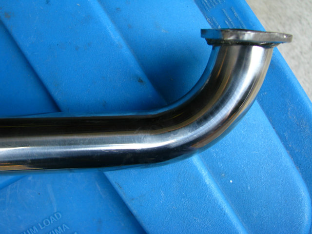 Unmodified performance header pipe. Again, note distance between bend and mounting flange.