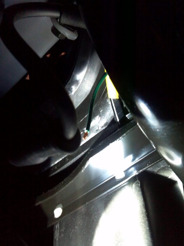 View from below without plastics removed.